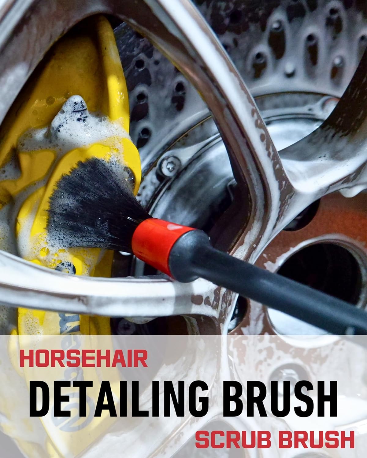 Professional 4 Pack Long Handle Wheel Brush Kit for Cleaning Wheel and Tire- 2X Soft Wheel Cleaning Brush, Detailing