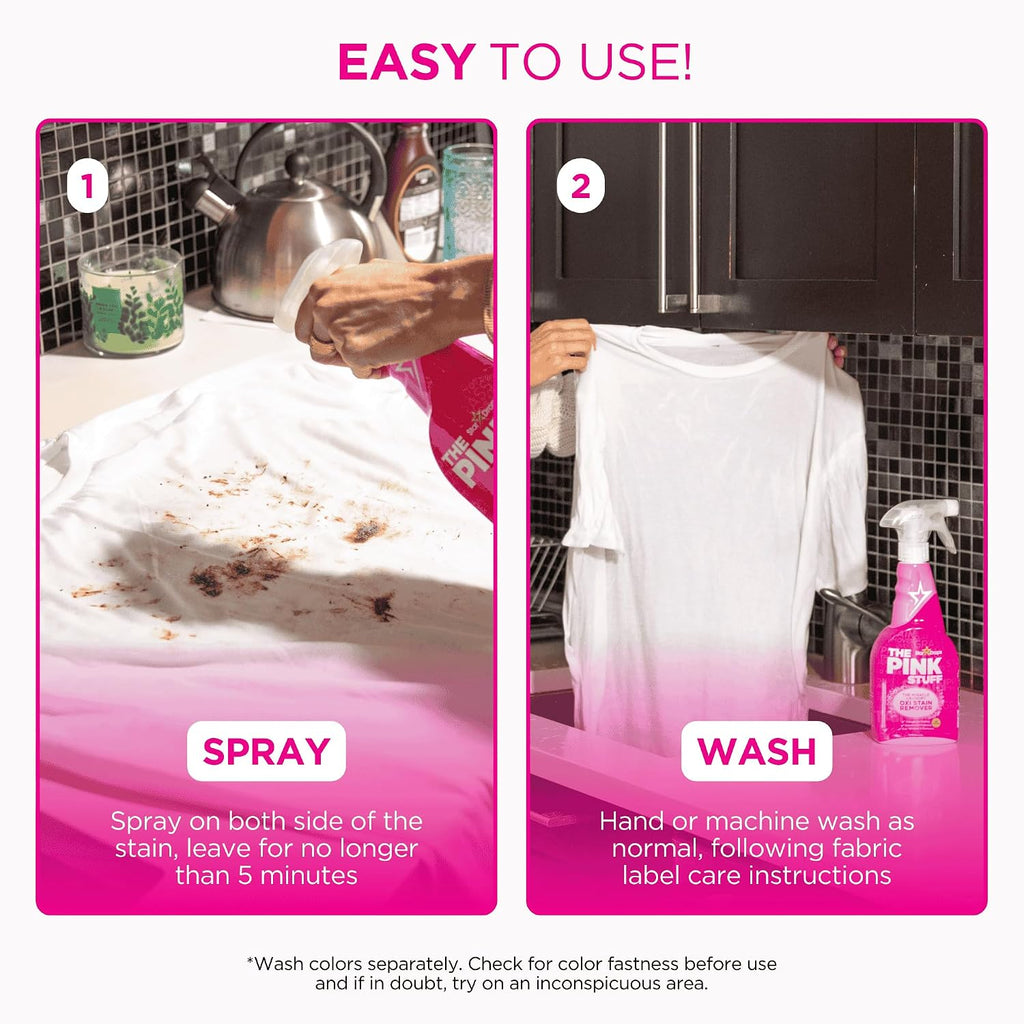 The Pink Stuff Laundry Oxi Stain Remover Spray, 16.9 Fl Oz 2 Pack