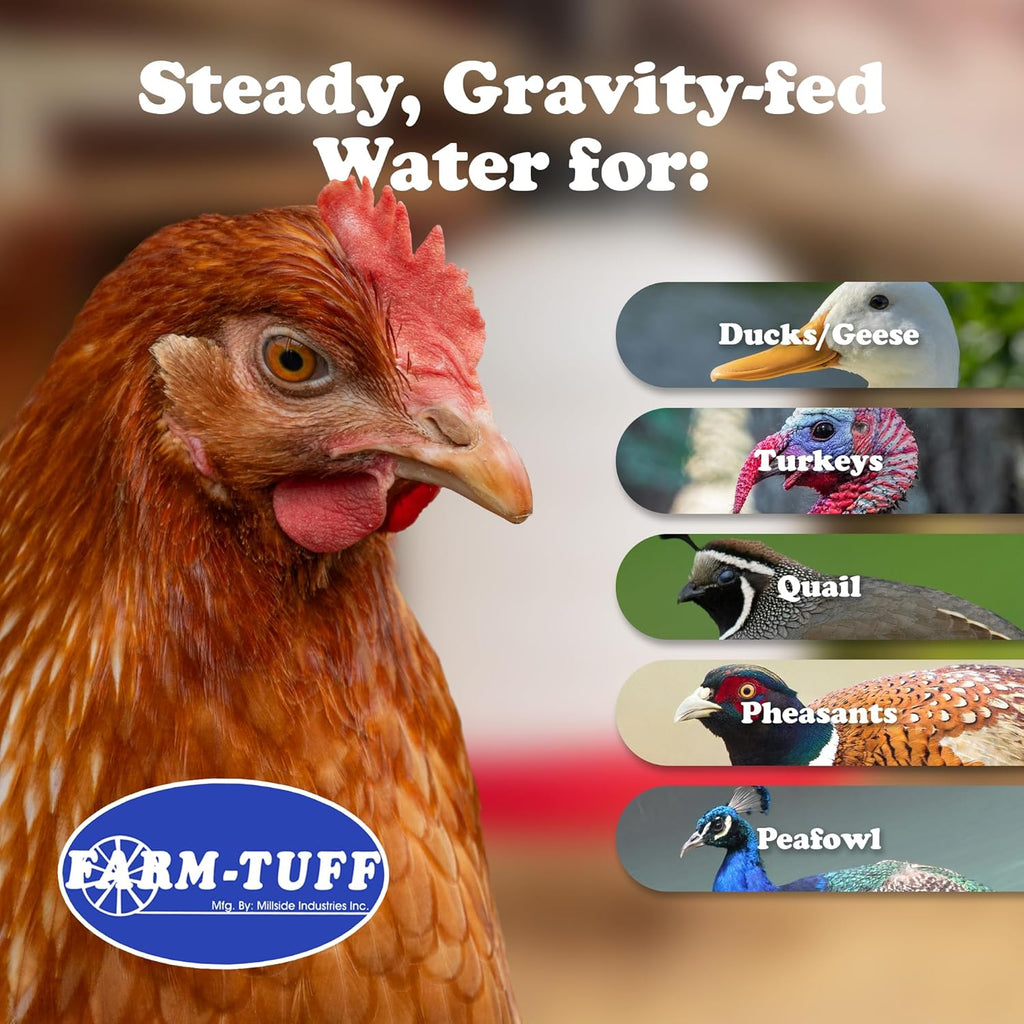 Premium 5-Gallon Hanging Chicken Waterer – BPA-Free Plastic, Top-Fill Poultry Fountain for Chickens, Ducks, Turkeys &
