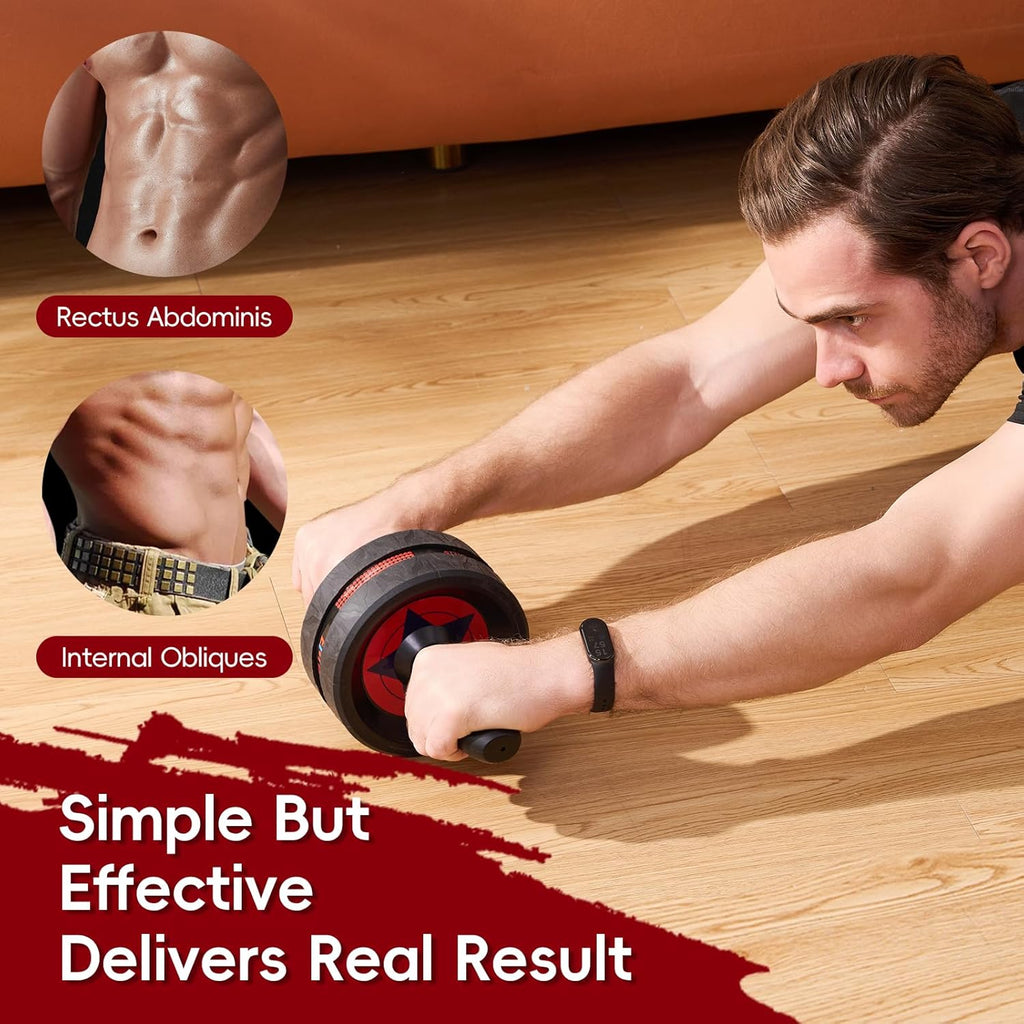 Ab Roller Wheel for Abs Workout - Abdominal Exercise Equipment with 2 Knee Pads for Home Gym, Core Strength Training