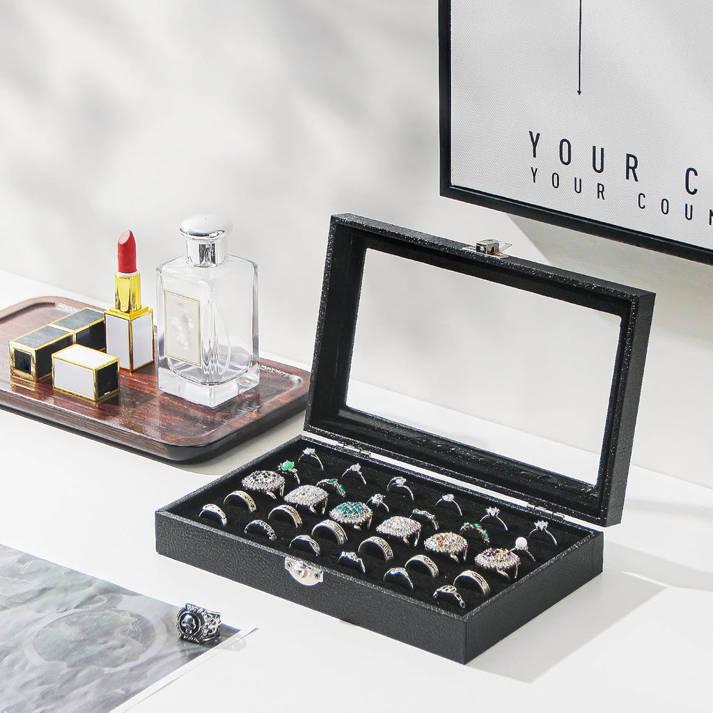 Ring Organizer Box for Jewelry,Rings Cufflinks Storage Case,Small Jewelry Box for Travel, Pretty Gifts for