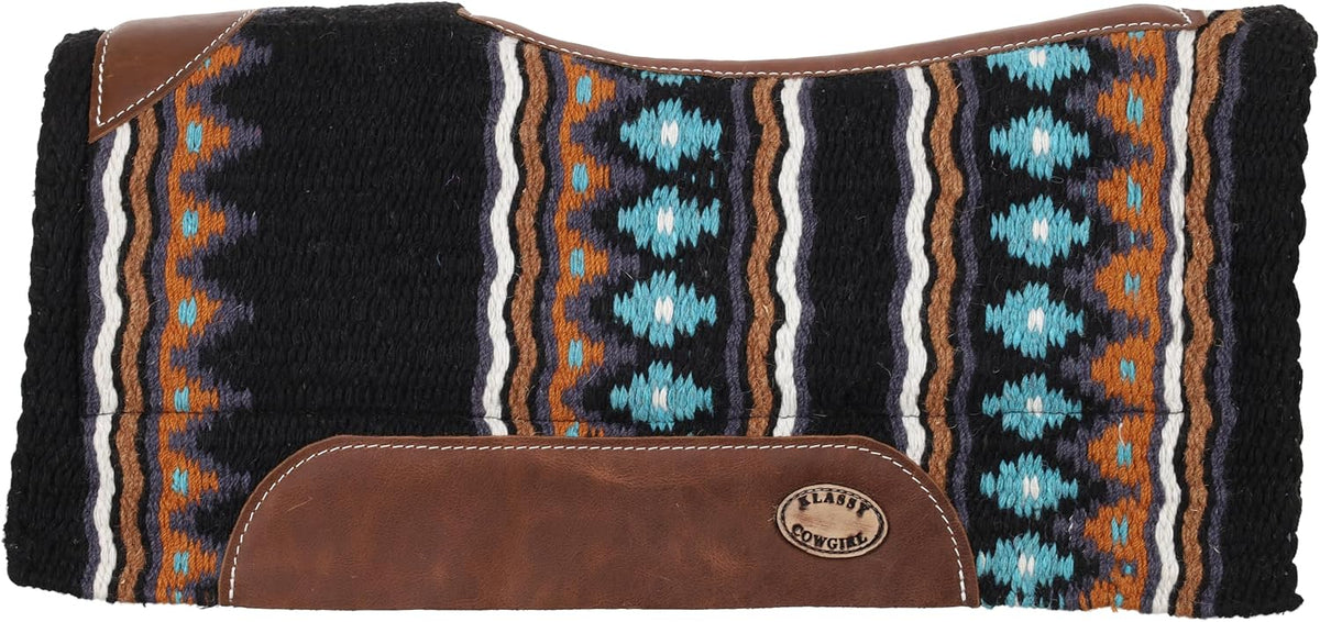 Barrel Style Orange, Black & Turquoise Memory Felt Saddle Pad, 28 inch x 30 inch