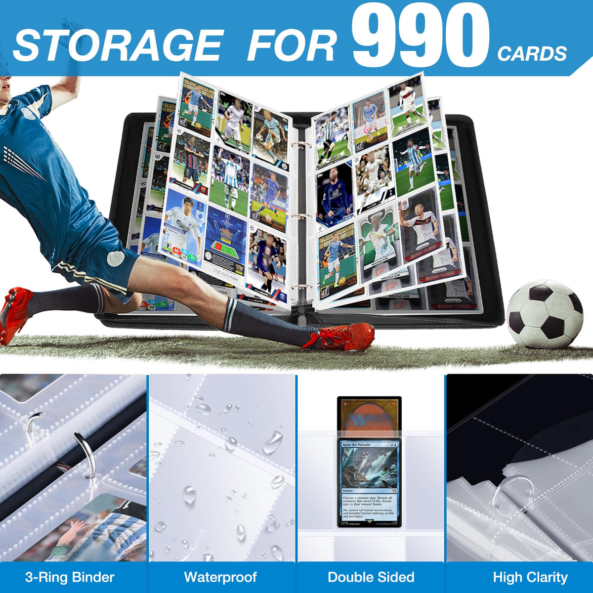 Soccer Trading Card Binder, 990 Pockets for Card Collectors