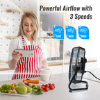 9 Inch Metal Floor Fan with Upgraded Airflow, Black