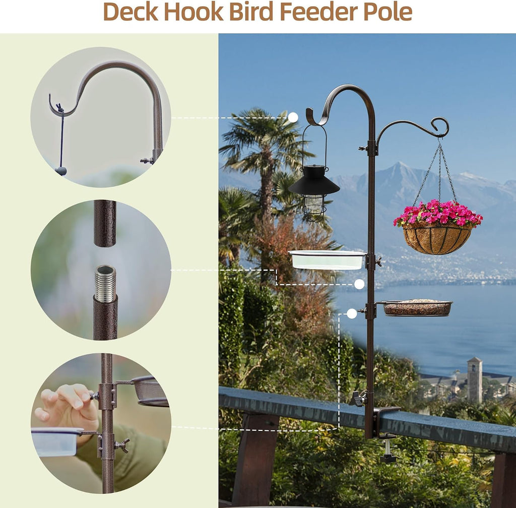 Deck Hook Bird Feeder Pole Bird Feeder Porch Multi Hook Bird Feeding Station Kit Multi Feeder Hanging Kit Premium