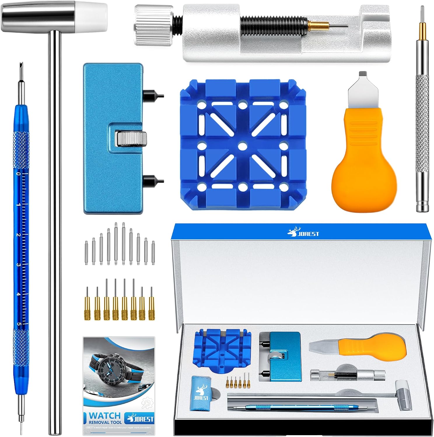 Watch Repair Tool Kit for Battery Replacement, Strap Adjustment Resizing, Watch Link Pin Remover, Watch Opening, Pry