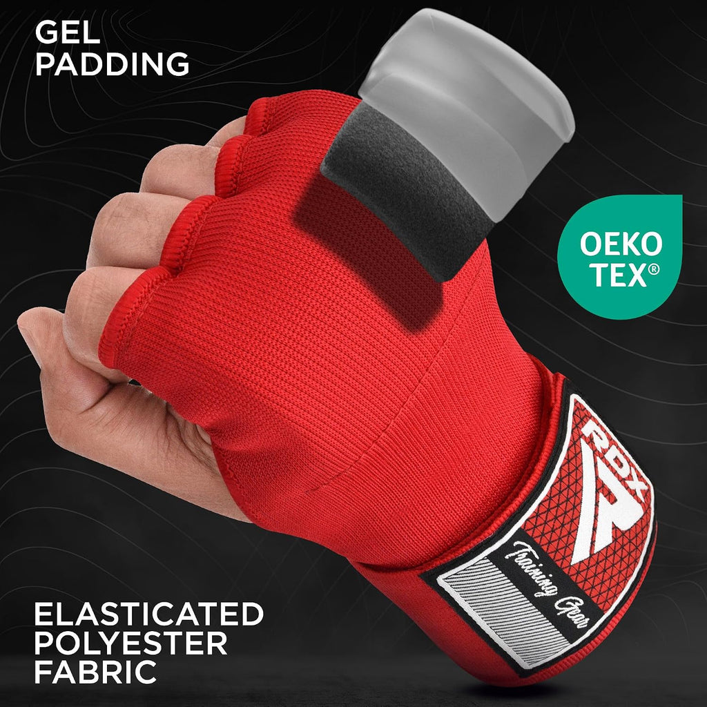 Gel Boxing Hand Wraps Inner Gloves Men Women, Quick 100cm Long Wrist Straps, Elasticated Padded Fist Under Mitts