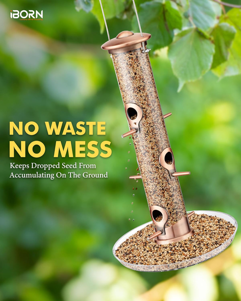 Bird Feeder for Outdoors Seed Catcher Copper,1.3 LB