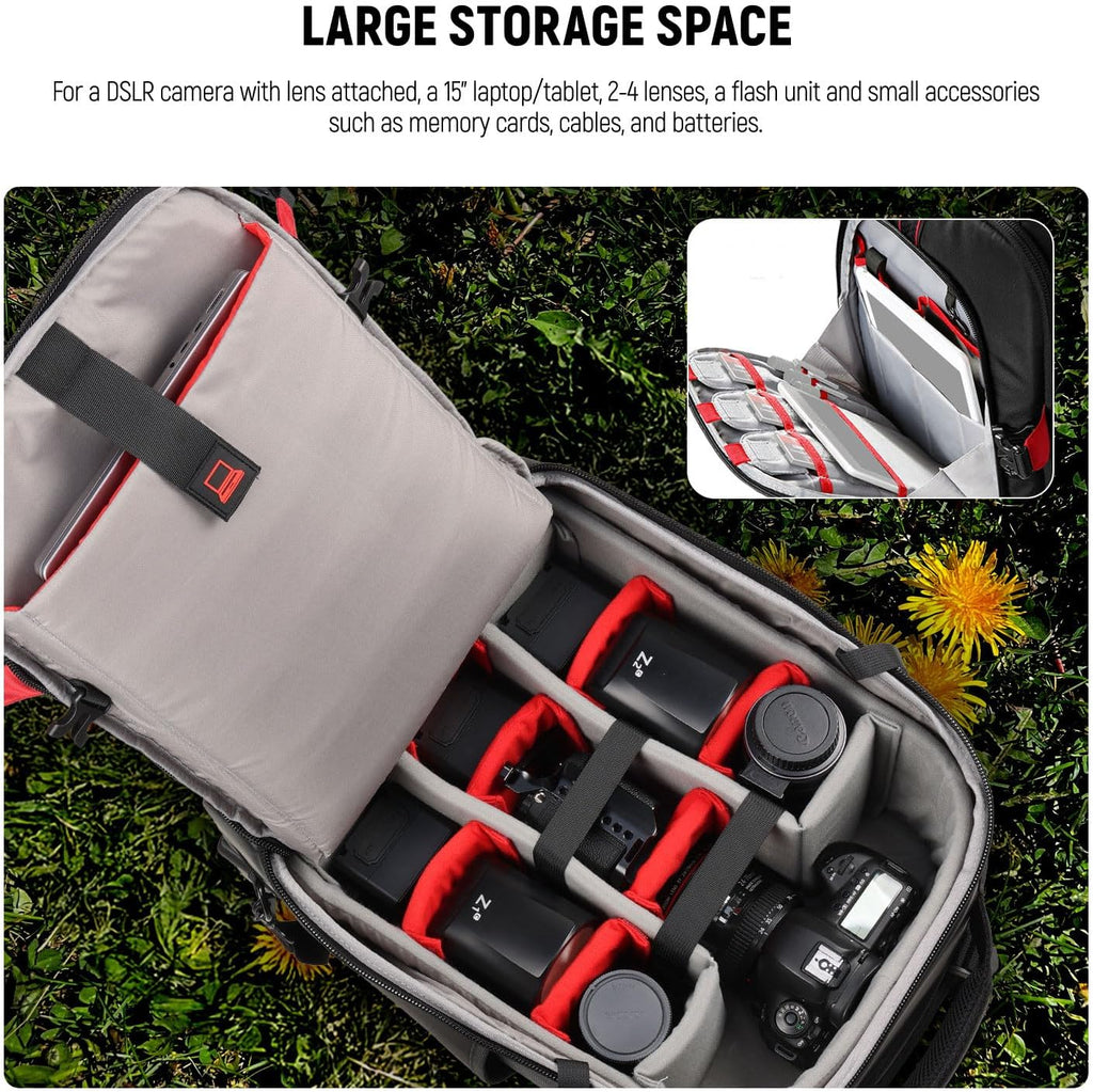 2-in-1 Rolling Camera Backpack Trolley Case - Anti-shock Detachable Padded Compartment, Hidden Pull Bar, Durable