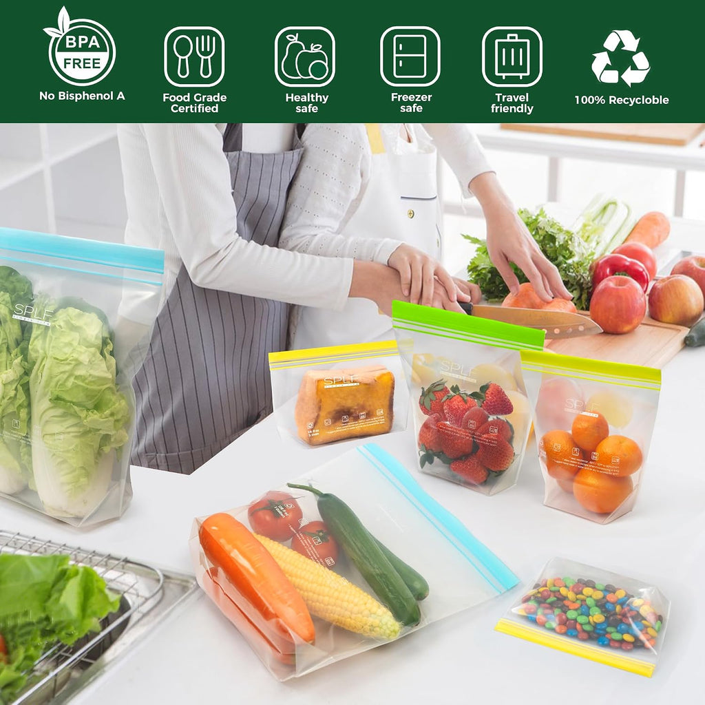 32 Pack Reusable Food Storage Bags Dishwasher Microwave Safe