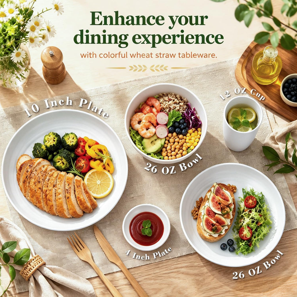 Modern Plates and Bowls Sets for 8,White Dinnerware Sets 40PCS Dishes