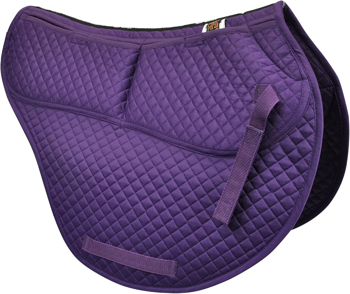 All-Purpose Contoured Correction Saddle Pad with Adjustable Memory Foam Inserts for Custom Support, Non-Slip, Shock