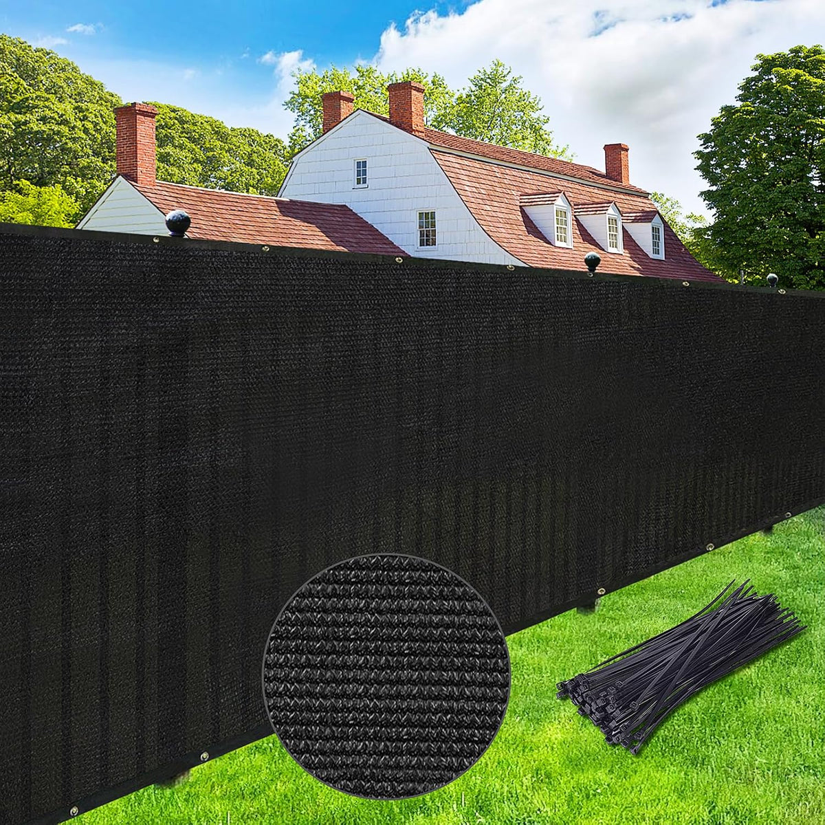 Privacy Screen Fence 5' x 50' Commercial Shade Cover with Brass Grommets Heavy Duty Perfect for Outdoor Back Yard