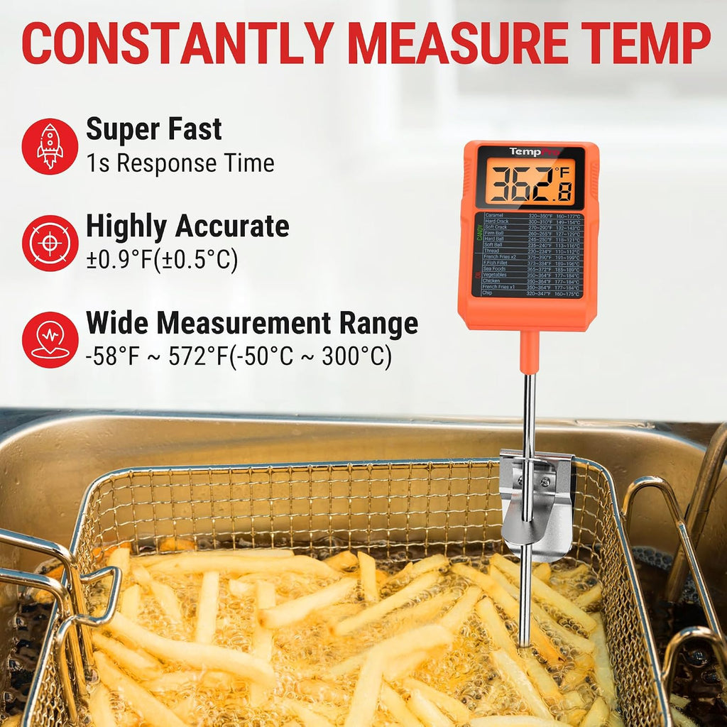 TempDip 1 Sec Digital Candy Thermometer with Pot Clip & 10" Probe