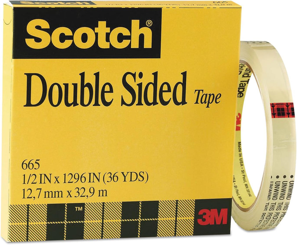 665121296 Double-Sided Tape, 1/2-Inch x 1296-Inch, 3-Inch Core, Clear