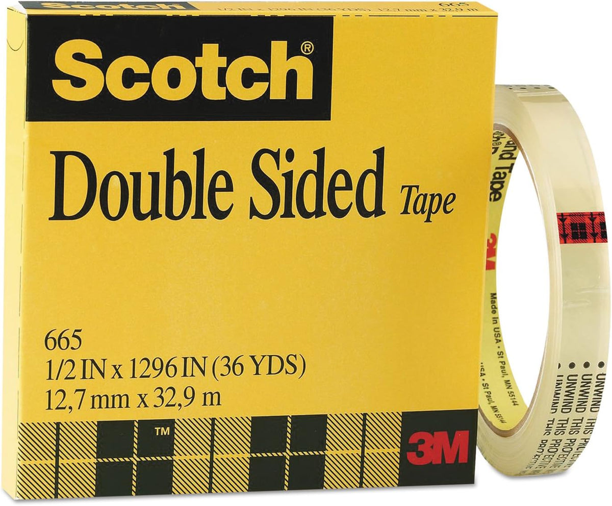 665121296 Double-Sided Tape, 1/2-Inch x 1296-Inch, 3-Inch Core, Clear