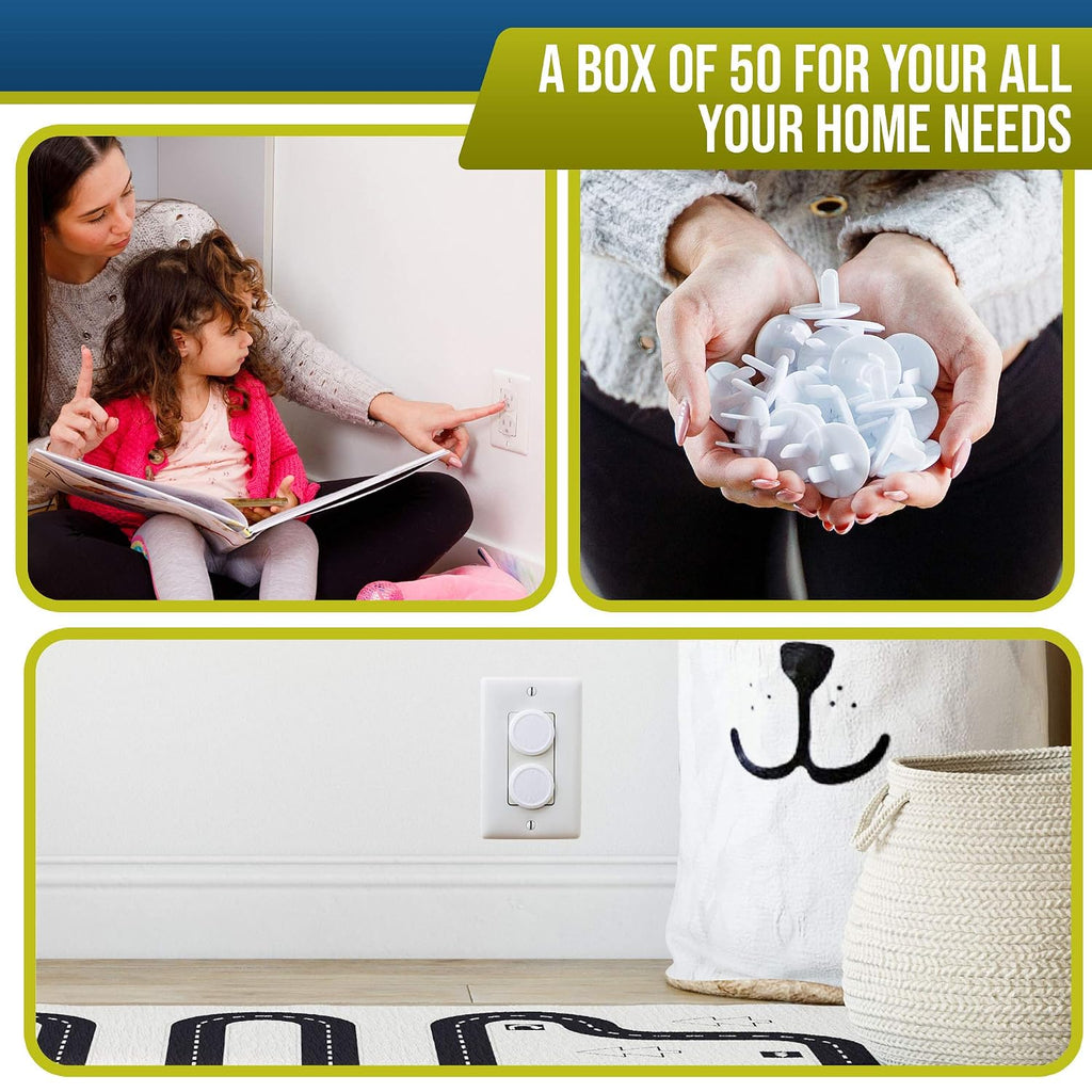 Outlet Covers Baby Proofing (50 Pack) Safe & Secure Electric Plug Protectors | Sturdy Childproof Socket Covers for