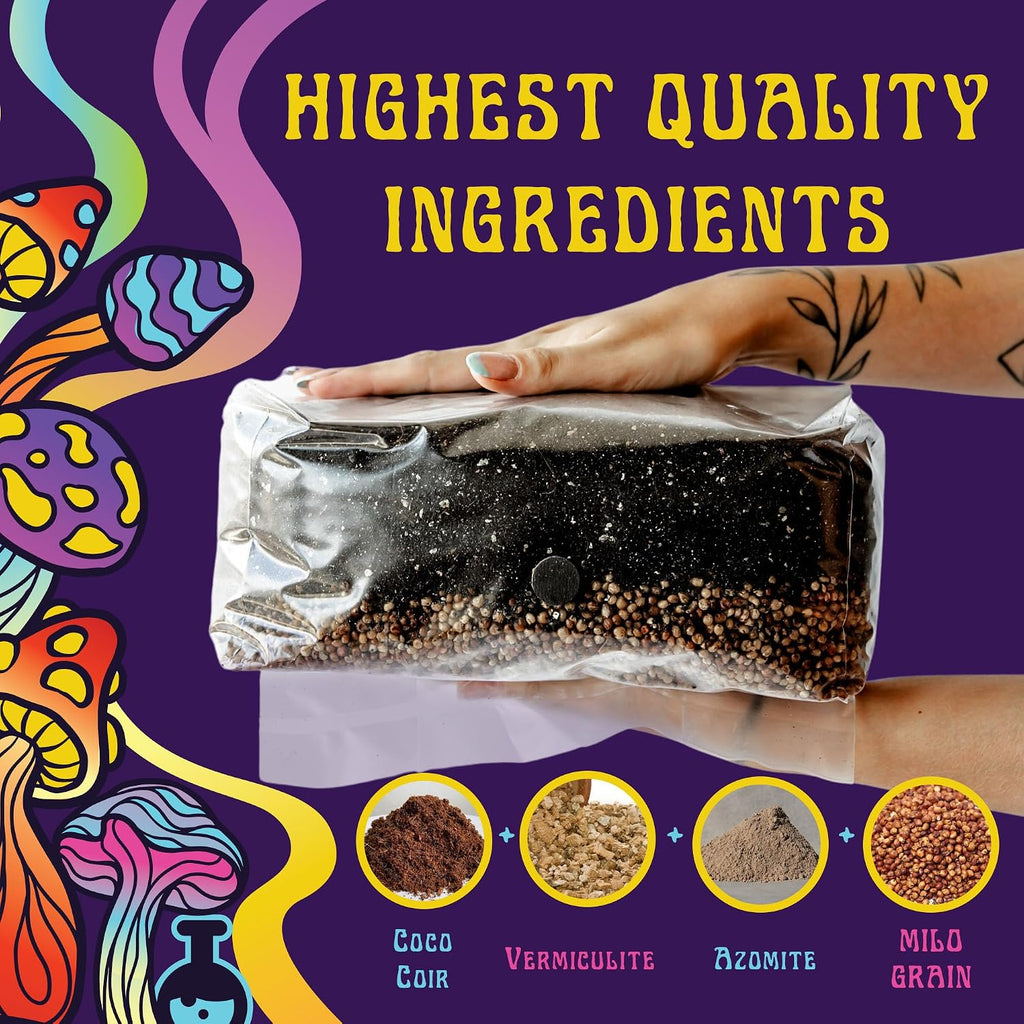6 LB All-in-One Mushroom Grow Bag: Up to 48oz of Mushrooms! Nutrient-Enhanced, Injection Port, Just Add Your Own