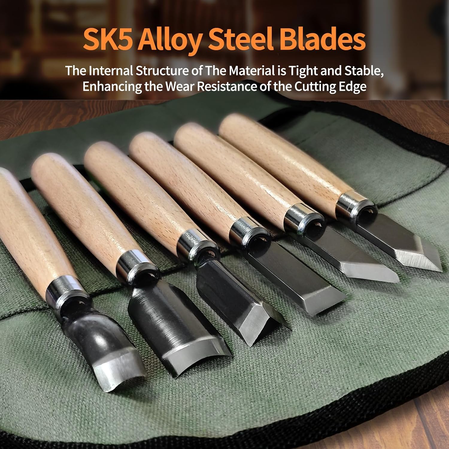Wood Carving Tools Set - Chisel Set with Canvas Case, Carving Chisels Set Woodworking for Adults, Wood Whittling