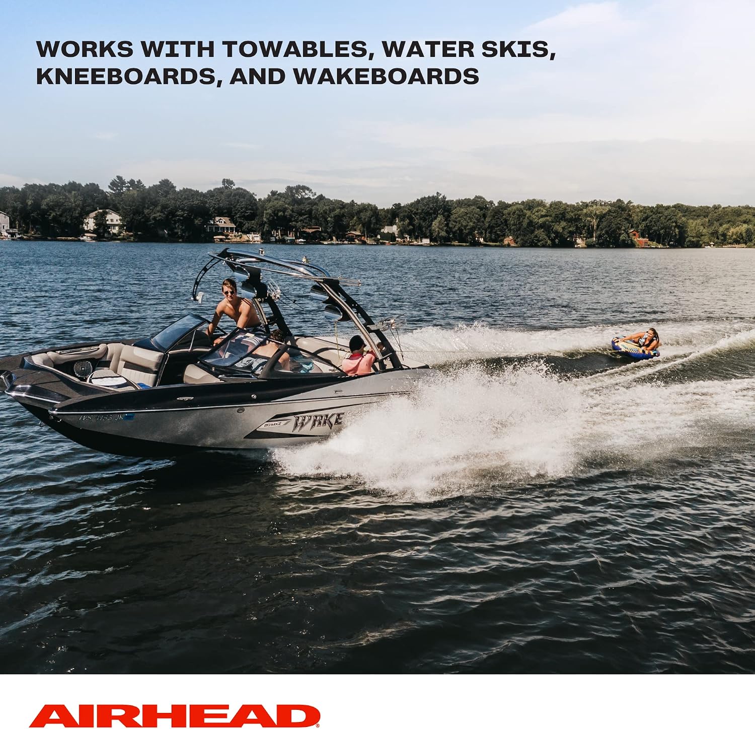Tow Demon Steel Cable Water Ski and Towable Tube Harness, Heavy Duty Pulley Attachment for Tubing and Boating