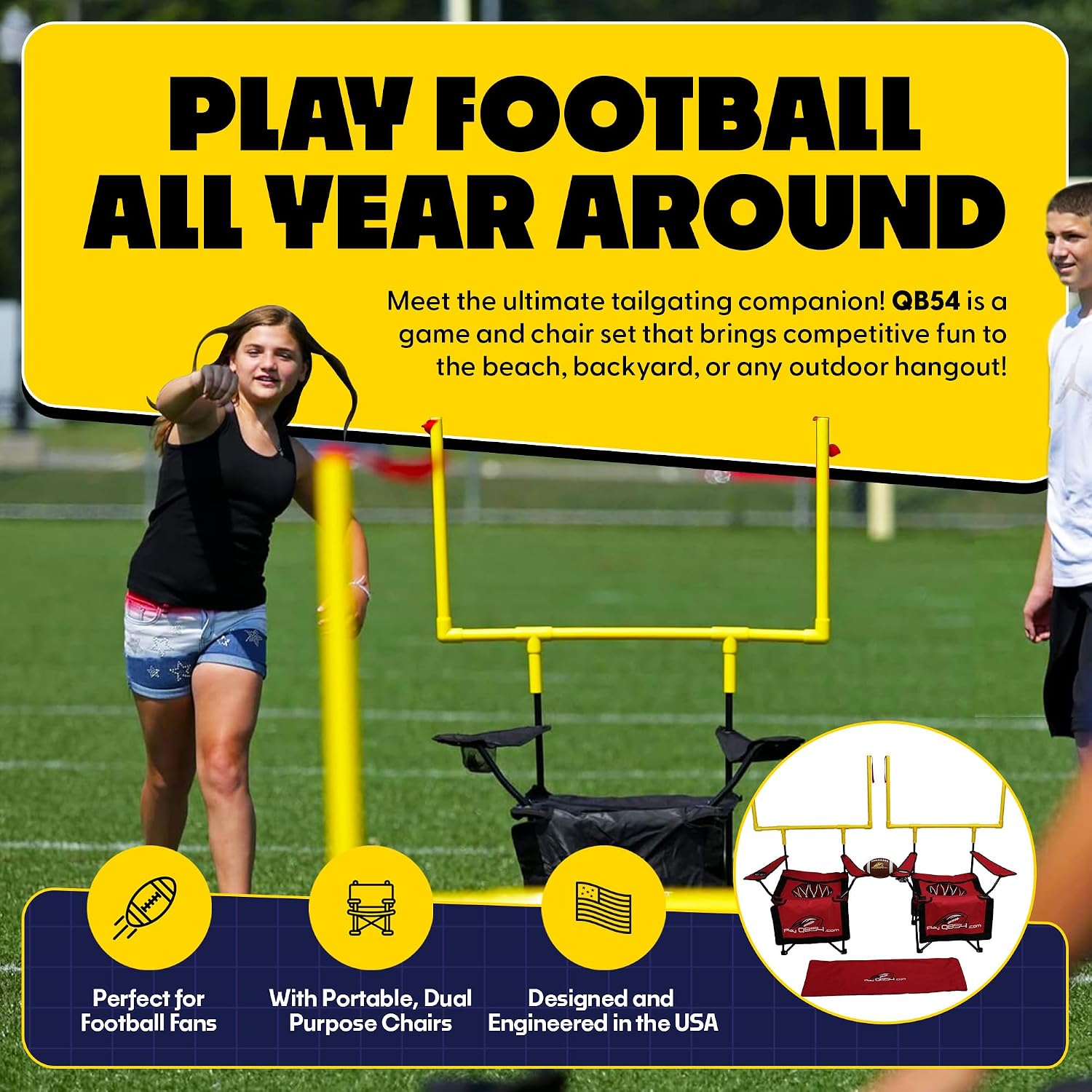 The Ultimate Football Yard Game Set, Outdoor Football Toss for Tailgating, Backyard, Beach, Park, Tournaments, Sports