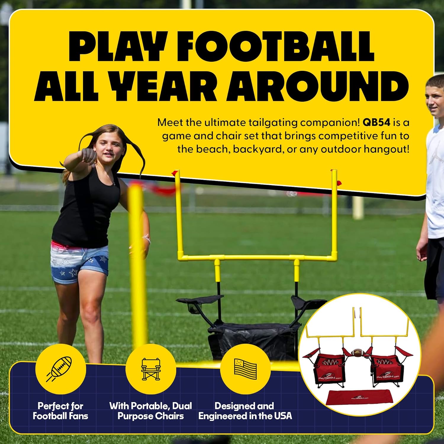 The Ultimate Football Yard Game Set, Outdoor Football Toss for Tailgating, Backyard, Beach, Park, Tournaments, Sports