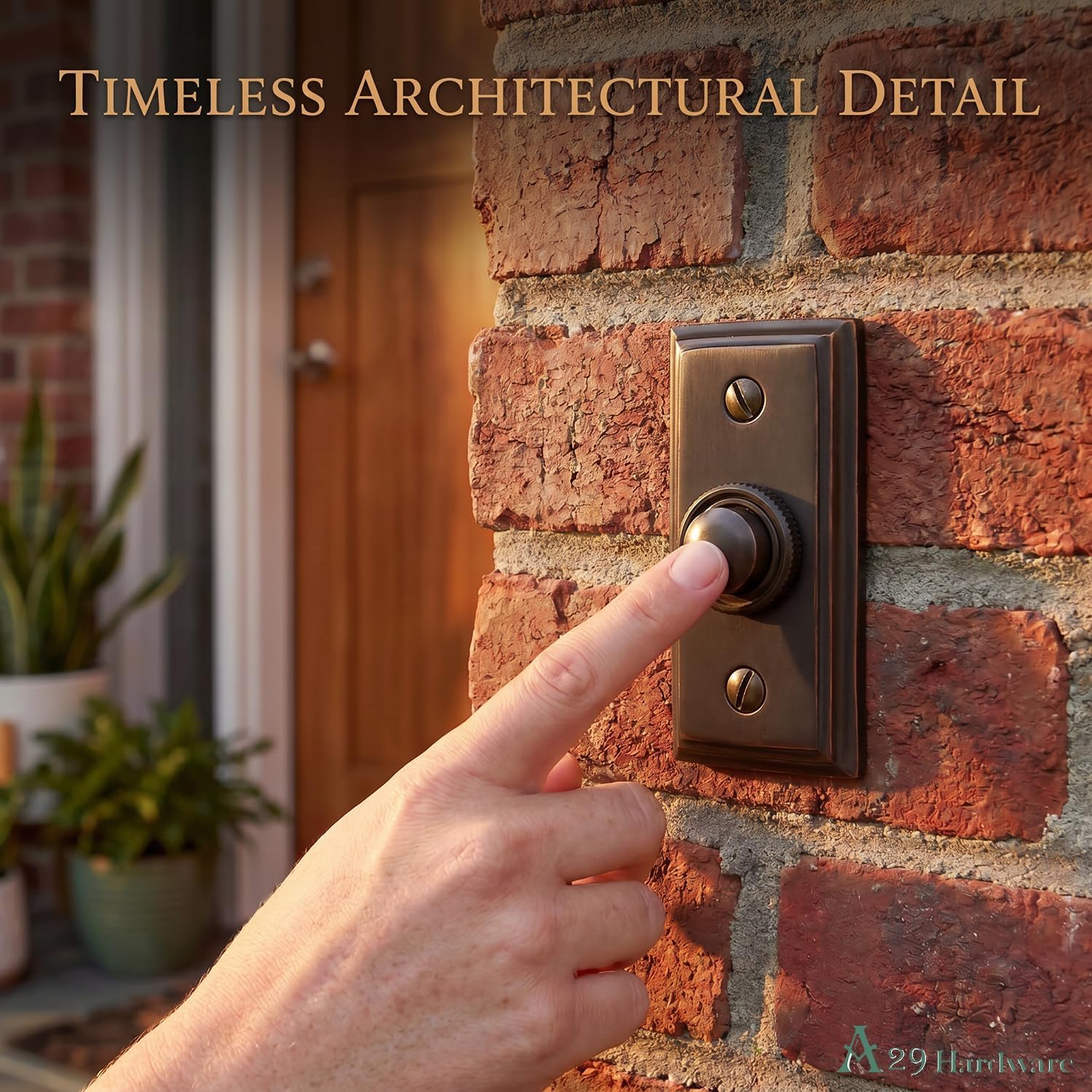 Push Button Doorbell, Solid Brass, Oil Rubbed Bronze Finish | 2 1/2 X 1 1/7 in, Vintage Push Button Doorbell, Wired