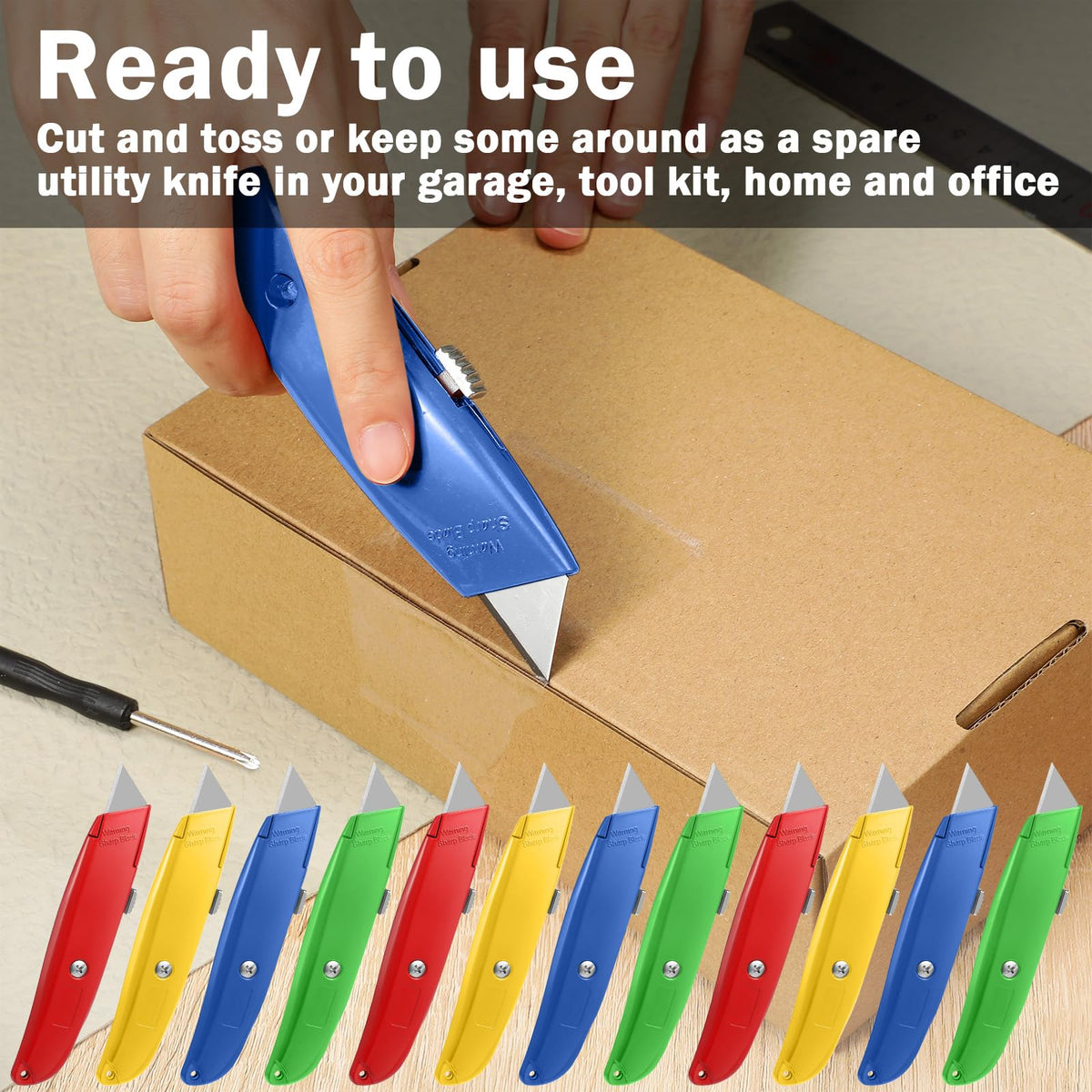 20 Pcs Box Cutter Bulk Retractable Utility Knife, 4 Colors