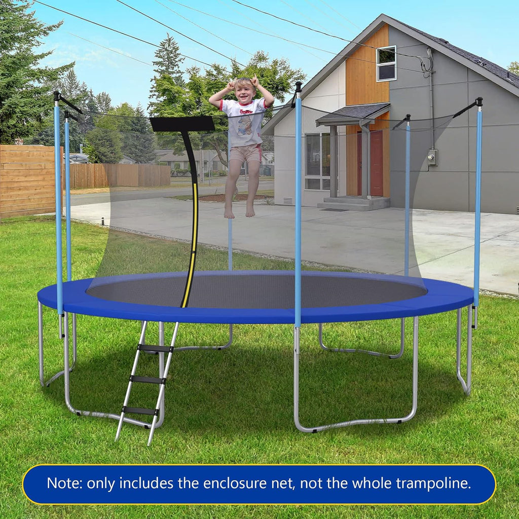 Trampoline Net, Trampoline Enclosure for 8 10 12 14 15 16Ft Round Trampoline with Double-Headed Zippers & Buckles