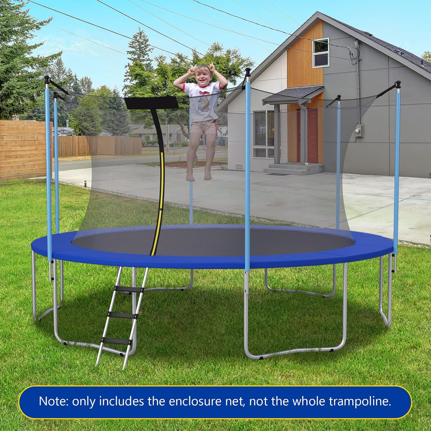 Trampoline Net, Trampoline Enclosure for 8 10 12 14 15 16Ft Round Trampoline with Double-Headed Zippers & Buckles