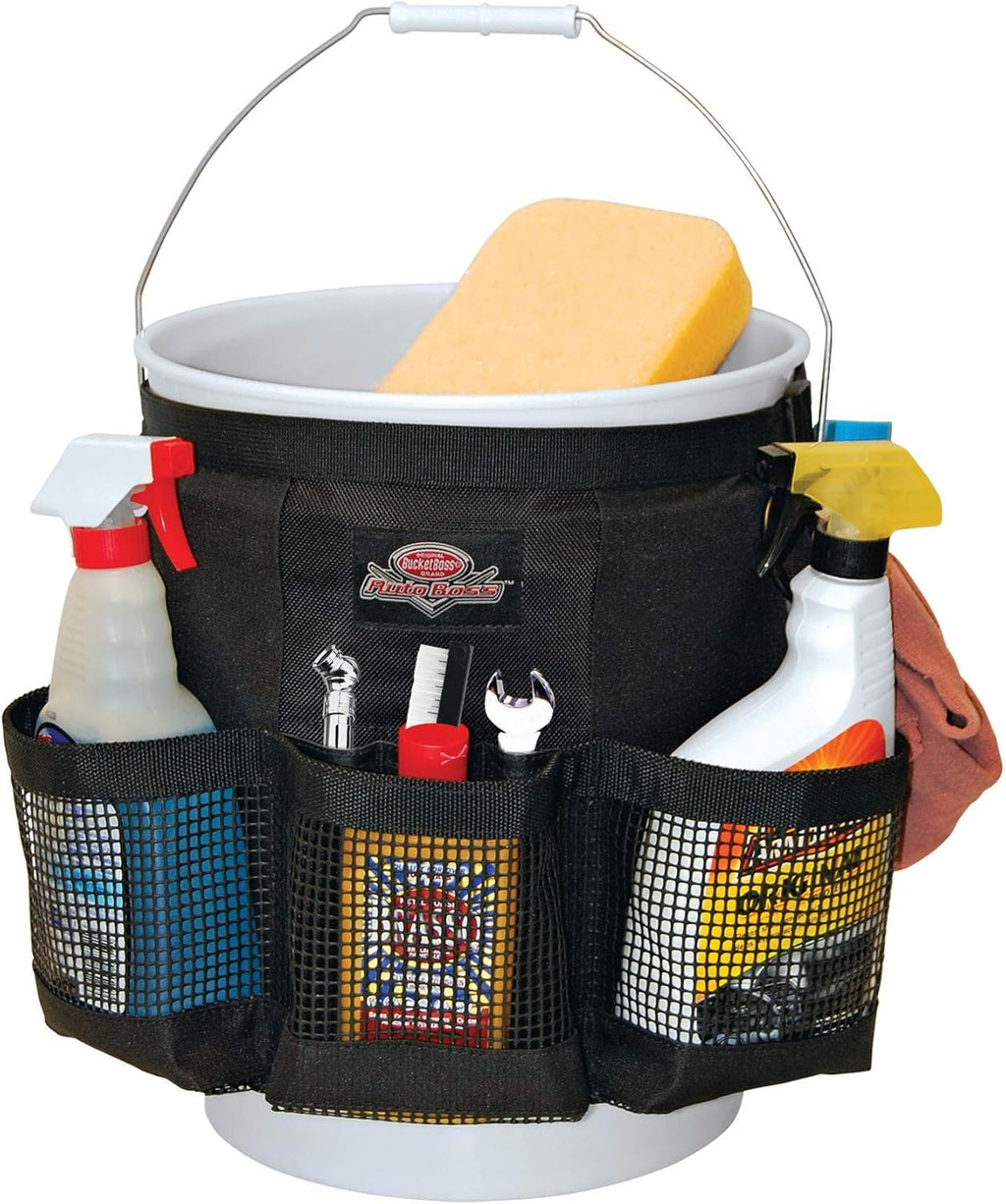 Auto Boss Wash Boss Organizer for a 5 Gallon Bucket, with Fast-Drying, Exterior Mesh Pockets for Car Supplies