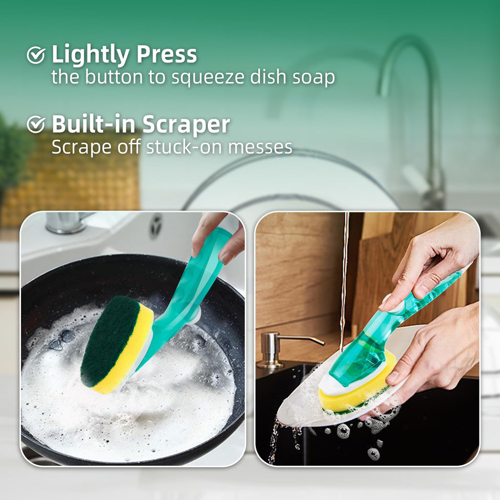Dishwand Refills Sponge Heads, 6Pcs Non-Scratch Dish Wand Replacement Heads