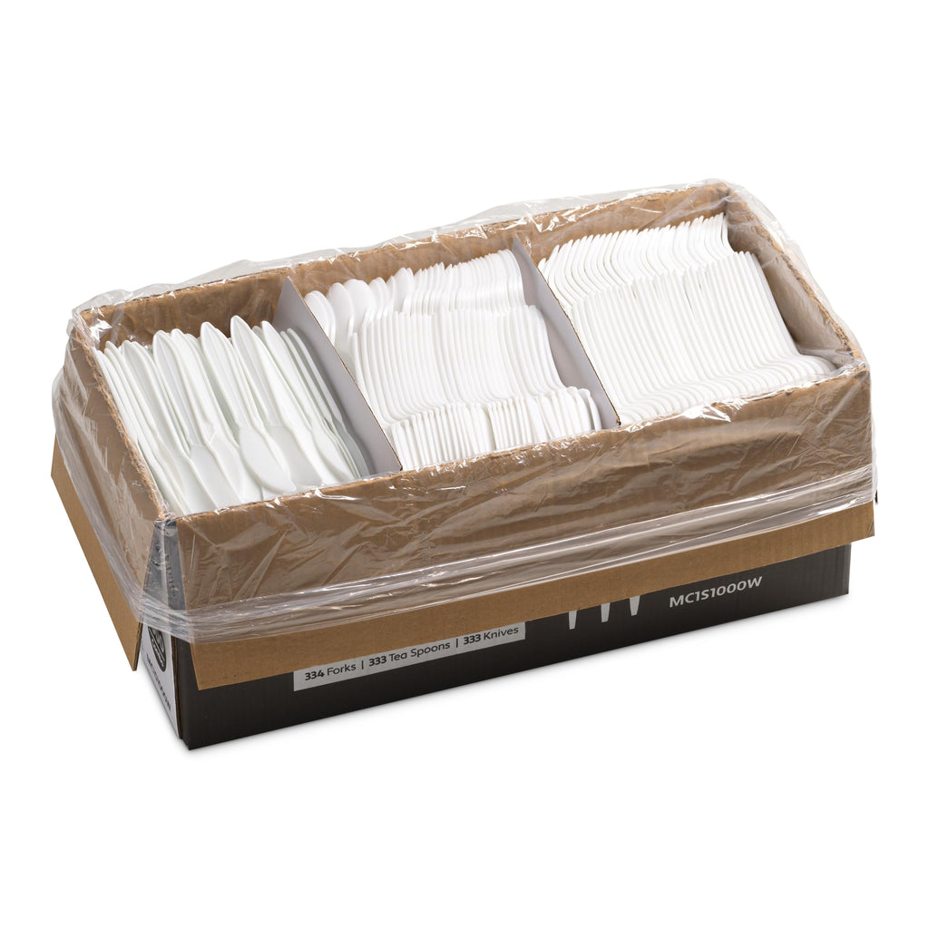 1000 Count White Plastic Silverware Set Disposable Cutlery