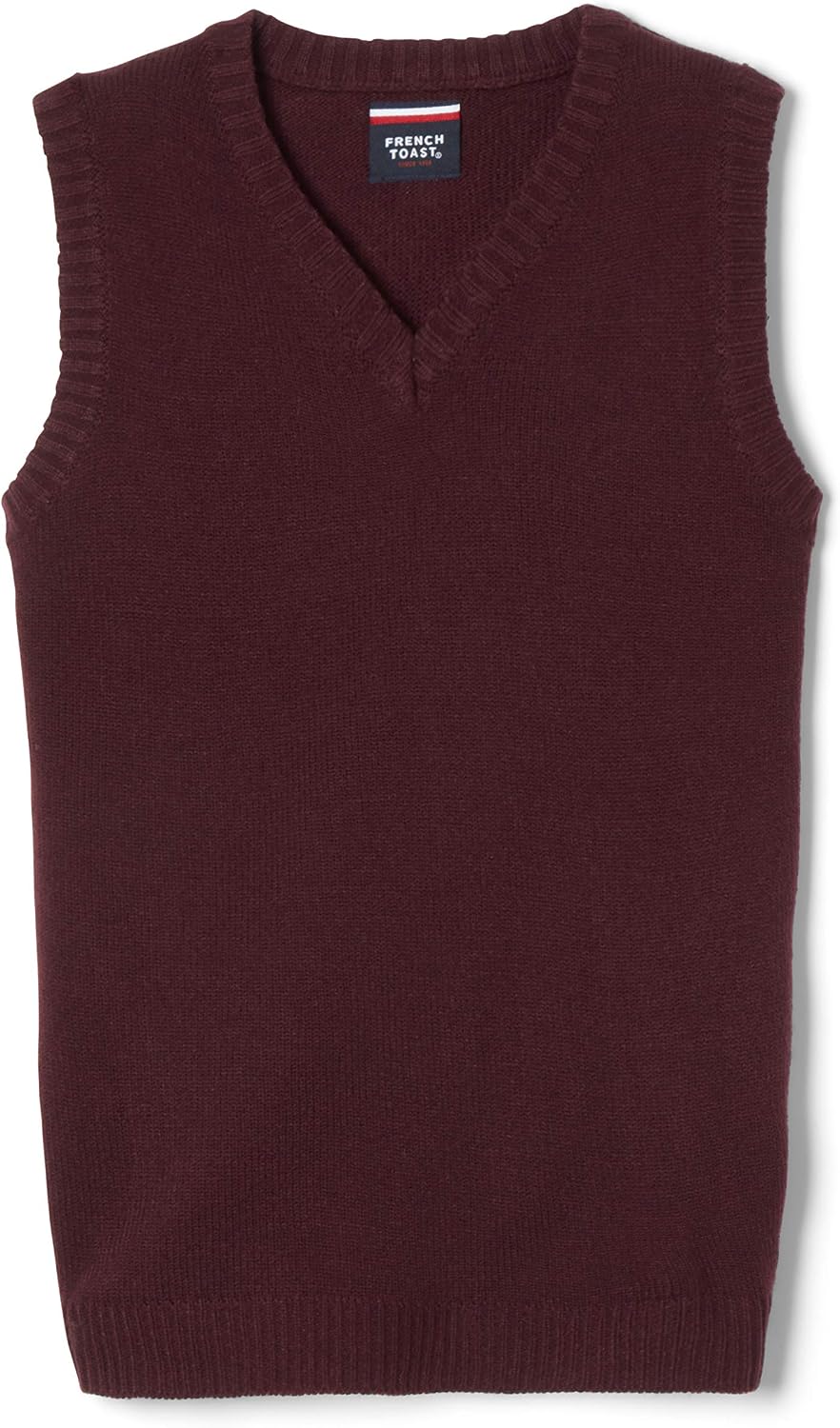 Boys' V-Neck Sweater Vest, Burgundy, M (8)