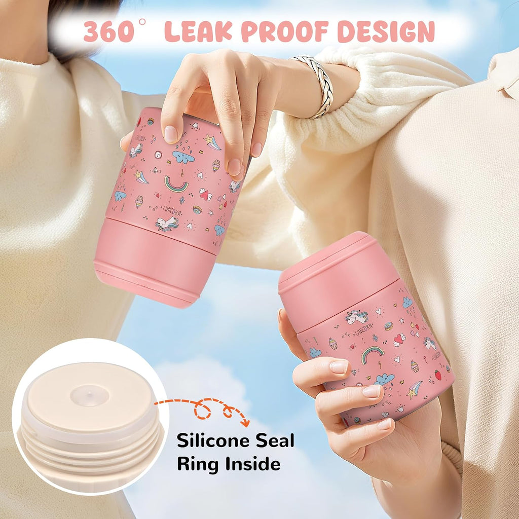 10oz Soup Thermo for Hot Food Kids Insulated Food Jar Container with Spoon Width Mouth Stainless Steel Leak Proof