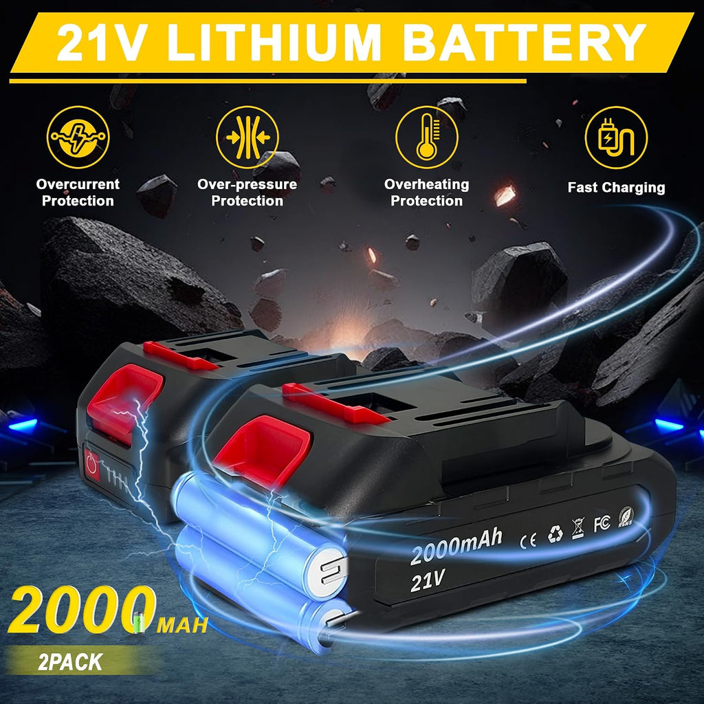 Cordless Car Buffer Polisher kit - 2Pcs 2000mAh 21V Battery, 6 Inch Portable Orbital Buffer Polisher Kit, 8 Variable