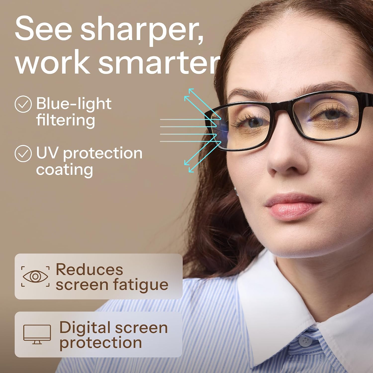 2.0 Professional Reading Glasses for Women for All Day - Computer Readers with Blue Light Protection - Value Pack