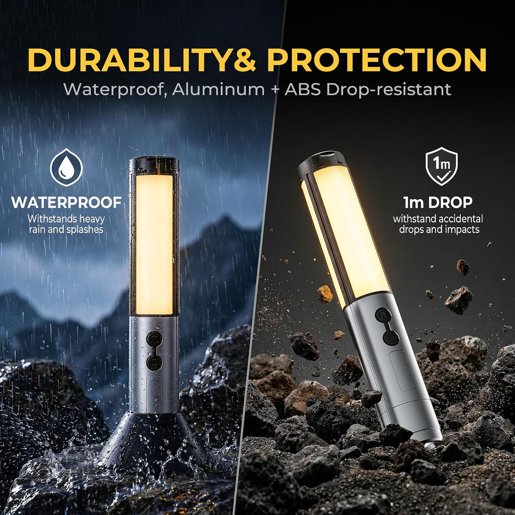 Rechargeable Camping Lantern, 8000mAh Telescoping LED Work Light with 5-Section Adjustable Height, Bottom Spotlight