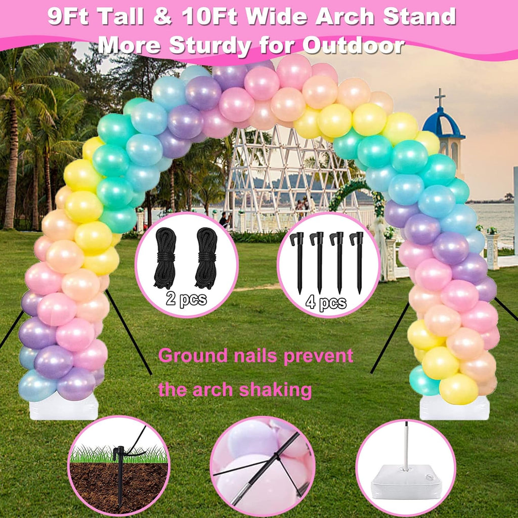 Balloon Arch Kit and Balloon Pump Electric, 10ft Wide Adjustable Balloon Arch Stand With 100Balloons 2Balloon Stands