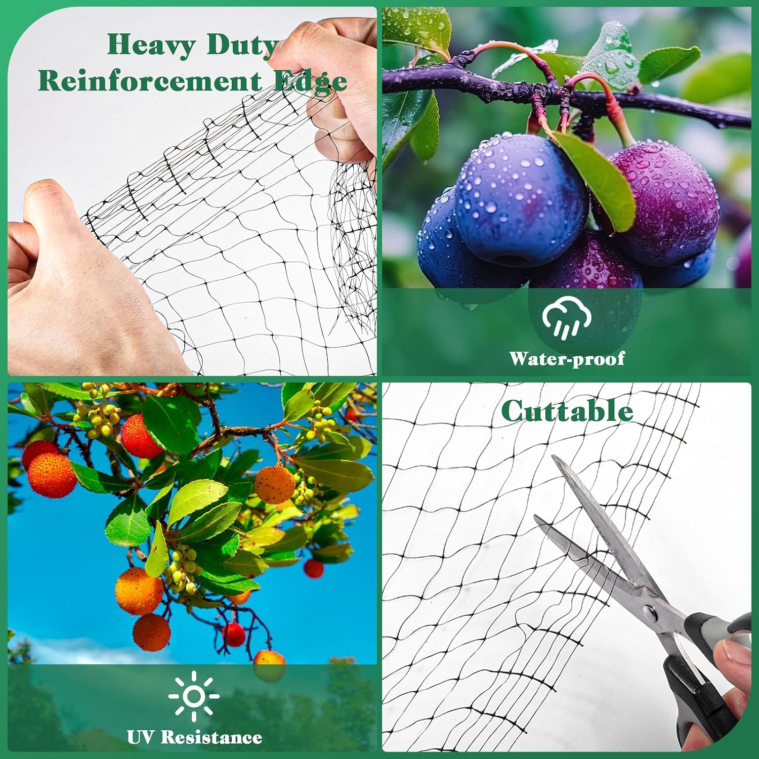 2 Roll Deer Fence Netting, 7.5 x 200 ft Heavy Duty Garden Netting Reusable Fence Barrier Anti Birds for Protect Fruit