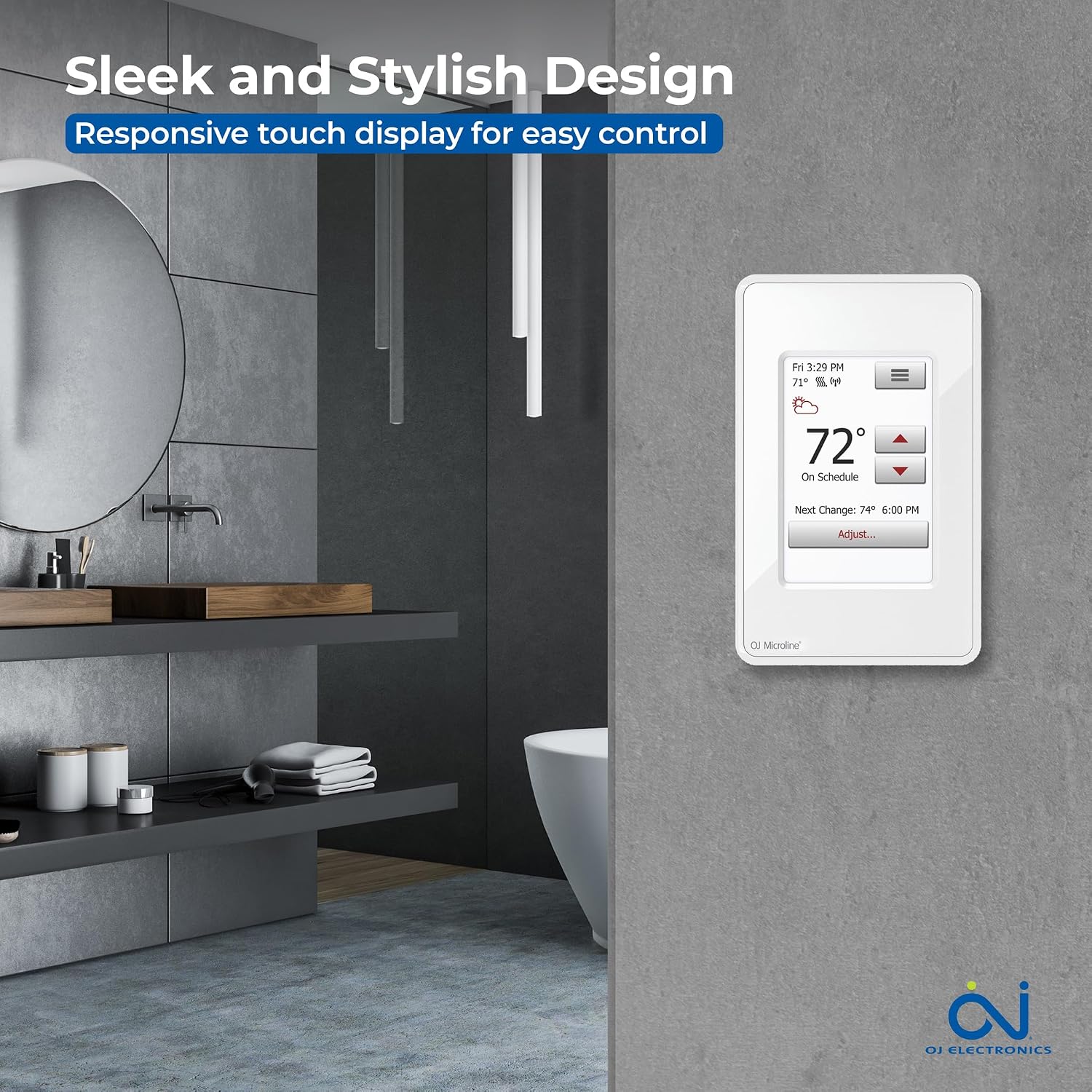Electric Radiant Floor Heating Thermostat, WiFi Programmable Thermostat with GFCI, Dual Sensing, Dual Voltage, with