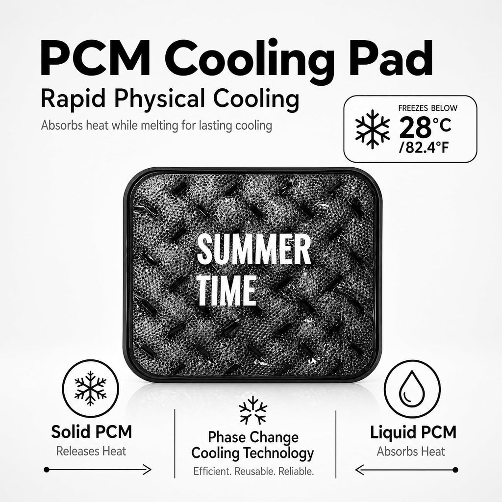 Cooling Seat Cushion & Reusable Ice Mat - No Condensation PCM Pad for Ergonomic Office Chair, Truck & Wheelchair, Black