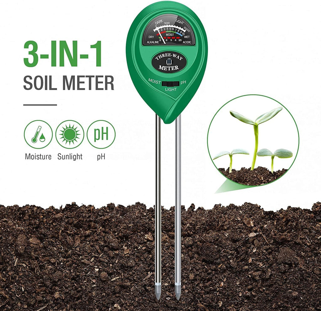 Soil Moisture Meter,3 in 1 Soil pH Tester,Soil Tester with Moisture,Light,and pH Test for