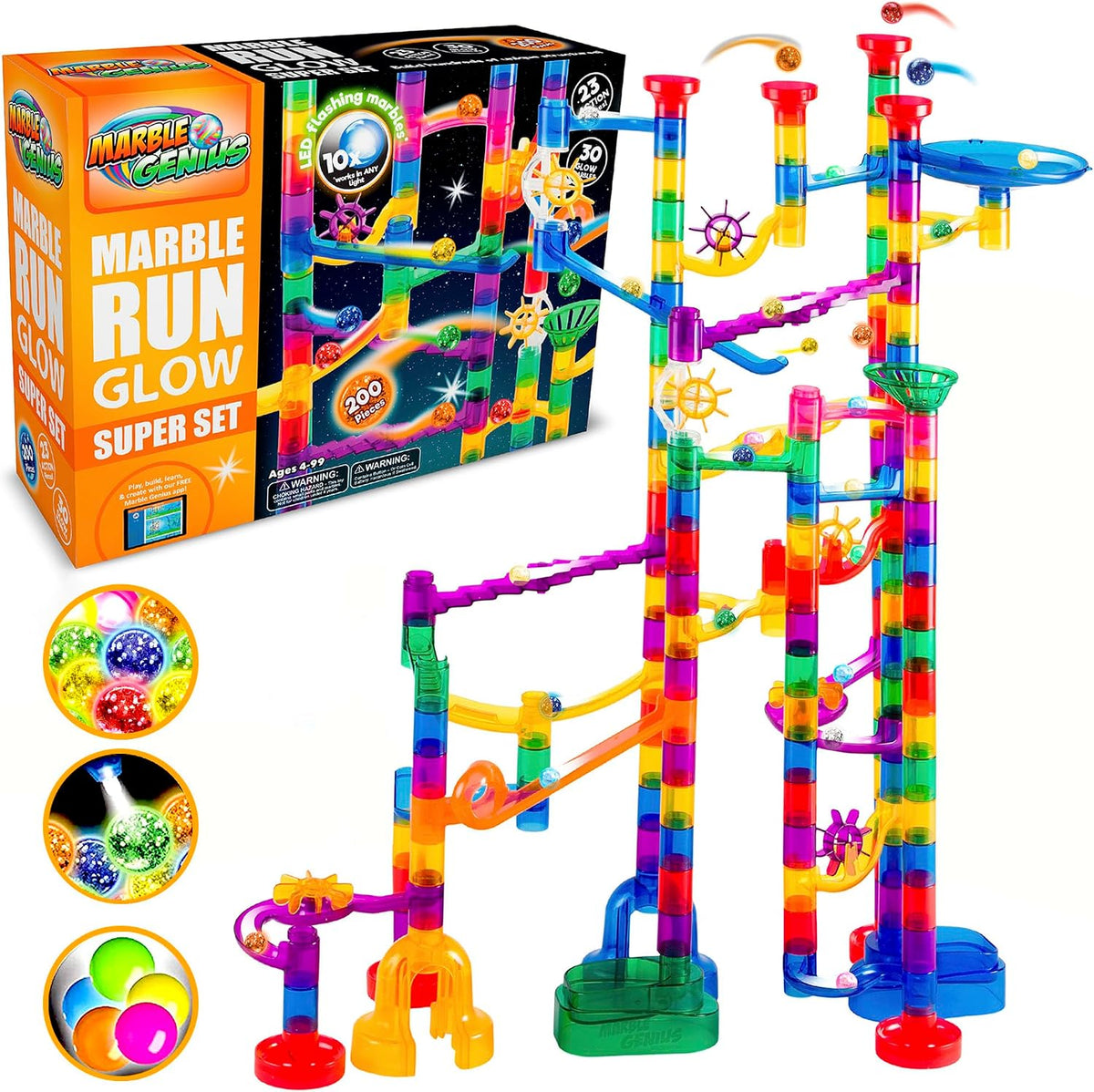 Space Theme Marble Run, 200 Pieces, STEM Toy