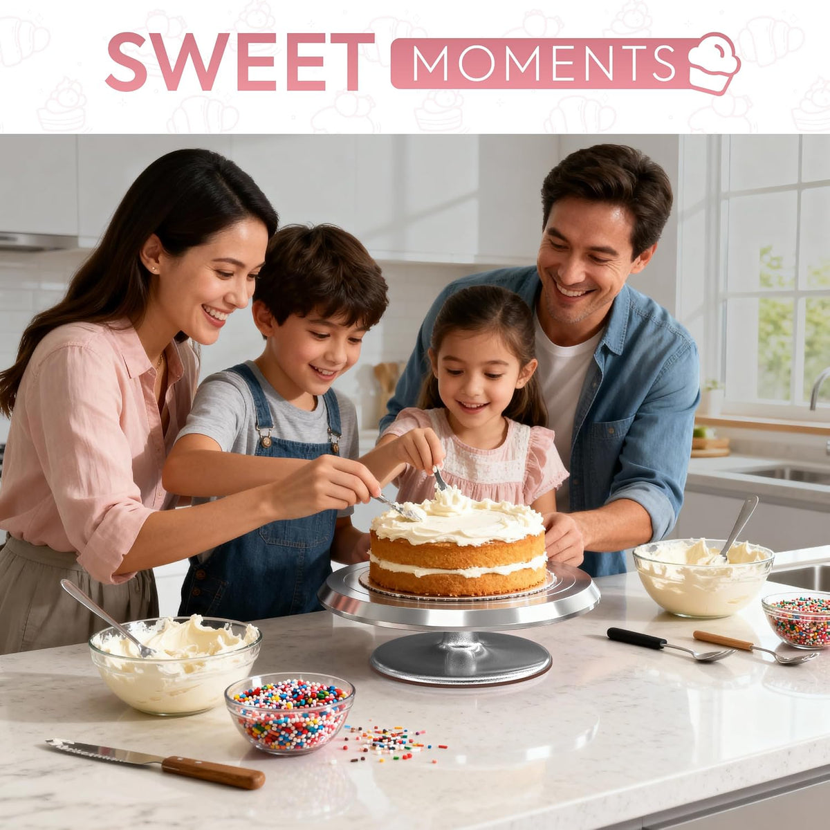 12 Inch Silver Aluminum Alloy Revolving Cake Stand
