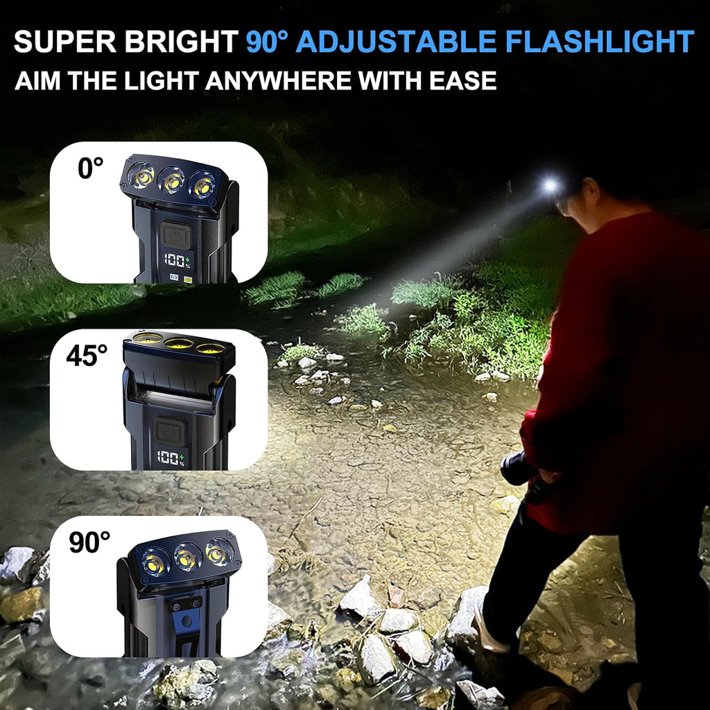 EDC Keychain Flashlight Rechargeable - Super Bright Mini Clip on Keychain Light with COB Side Light,Tail
