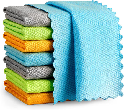 Microfiber Glass Cleaning Cloth, 8PK, Premium Microfiber Glass and Window Cleaner, Lint Free Magic Cleaning Cloths