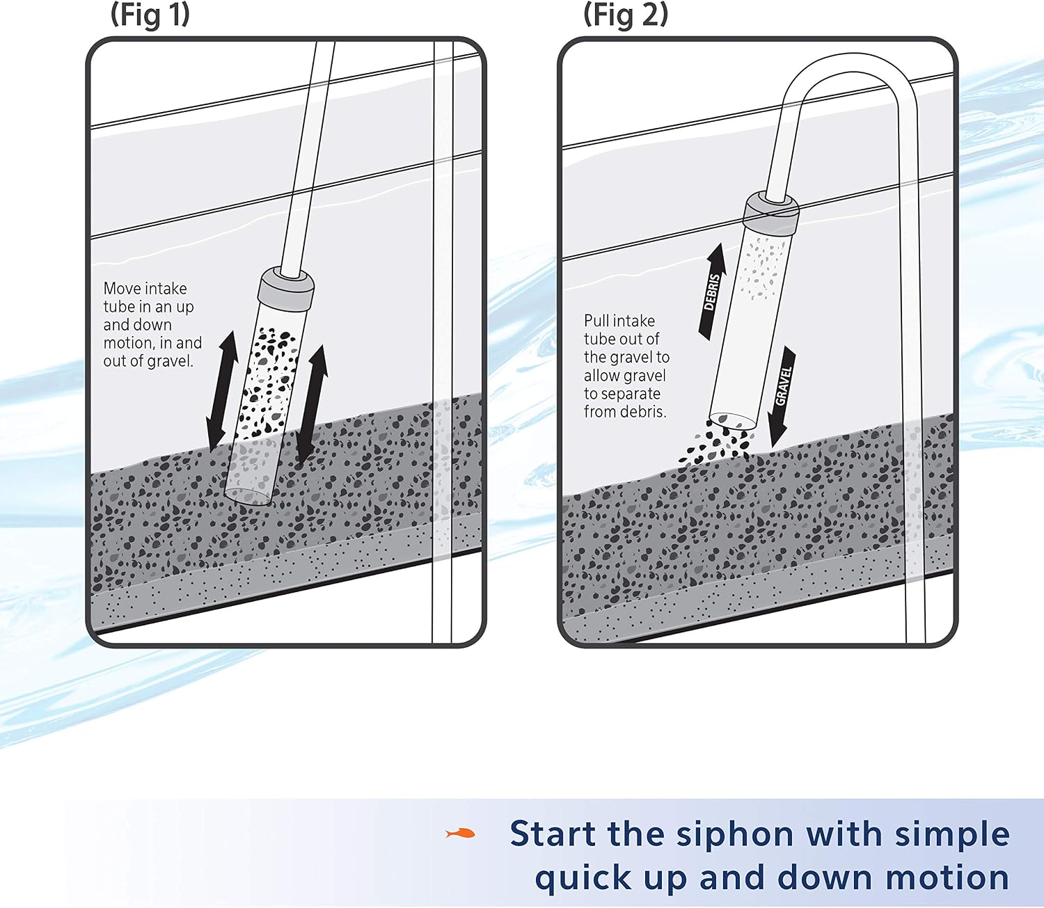 Siphon Vacuum Aquarium Gravel Cleaner, Large - 16 Inches | Gravel vacuum for aquarium, self priming intake tube, 6