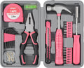 Tool Set 25pc Pink Household DIY Tool Kit for Women. Small Mini Tool Box Set of Starter Basic Ladies Tools