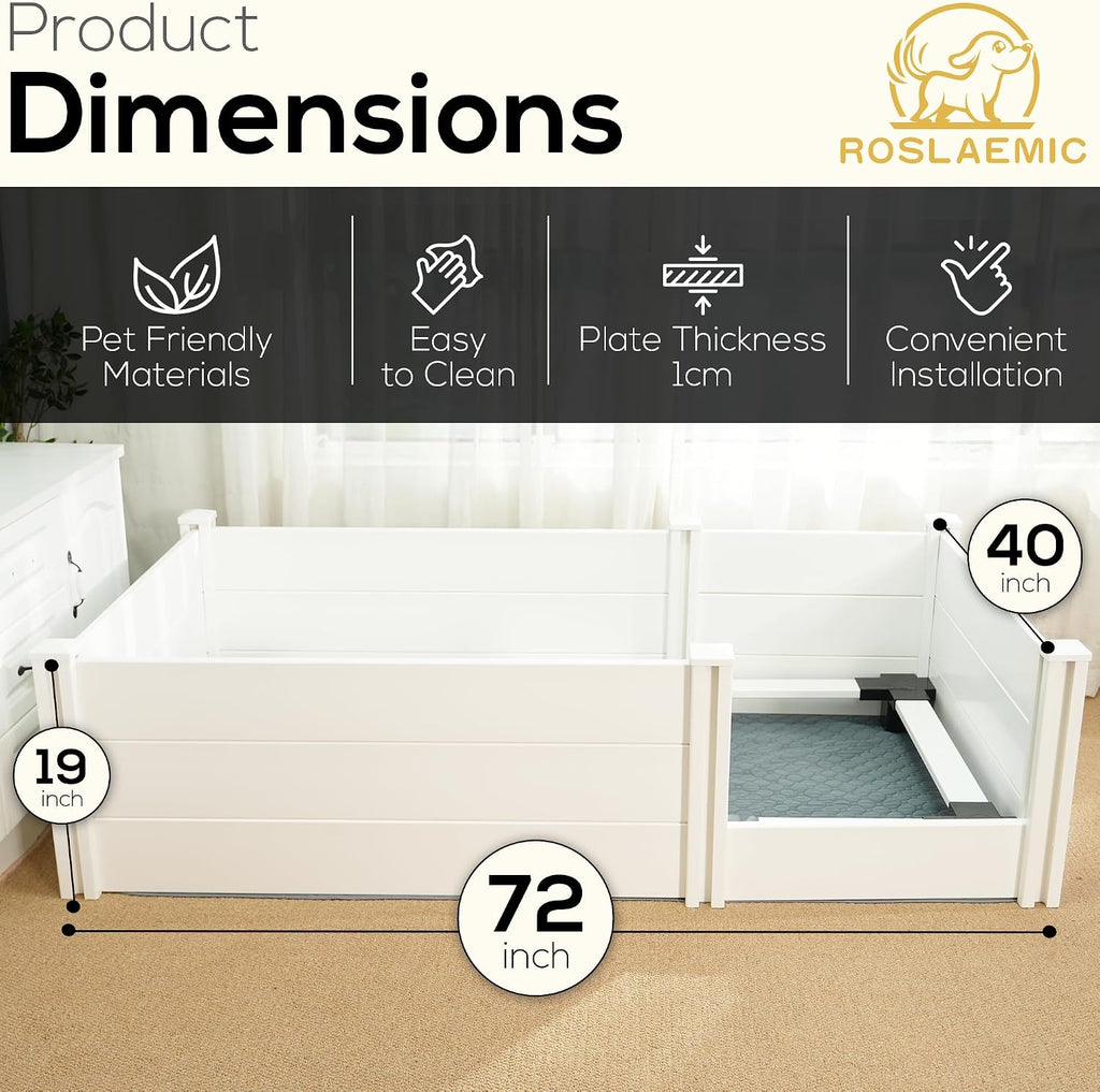 72"x 40" Whelping Box Kit for Dogs, Perfect for 2-6 Puppies’ Growth Period, White